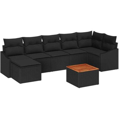vidaXL Garden Sofa Set - 8 pcs, Poly Rattan, Black vidaXL Garden Sofa Set - 8 pcs, Poly Rattan, Black