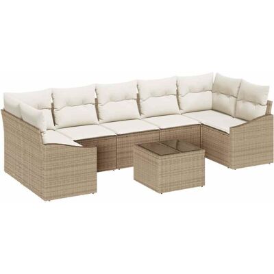 Haven Garden 8-Piece Beige Poly Rattan Outdoor Sofa Set Haven Garden 8-Piece Beige Poly Rattan Outdoor Sofa Set