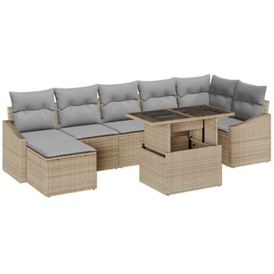 Beige Garden Sofa Set - 8 Pieces Outdoor Modern Furniture Beige Garden Sofa Set - 8 Pieces Outdoor Modern Furniture