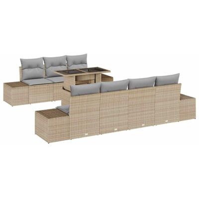 Beige Garden Sofa Set - Modular Outdoor Furniture for 7 Beige Garden Sofa Set - Modular Outdoor Furniture for 7