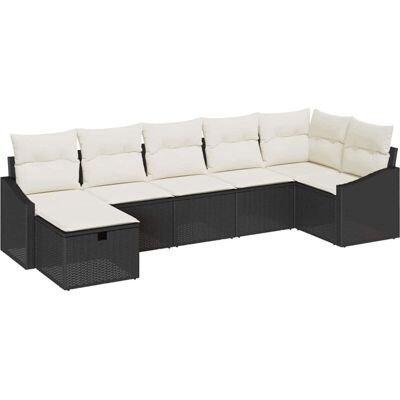 VidaXL Garden 7-Piece Sofa Set - Cushions, Black Rattan VidaXL Garden 7-Piece Sofa Set - Cushions, Black Rattan
