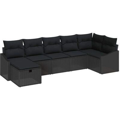 Vidaxl - 7-Piece Garden Sofa Set - Black Vidaxl - 7-Piece Garden Sofa Set - Black