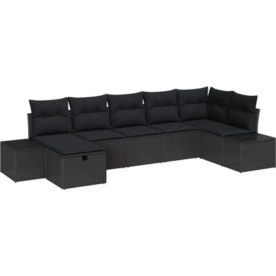 Unbranded - 7-Pc Garden Modular Sofa - Black Unbranded - 7-Pc Garden Modular Sofa - Black