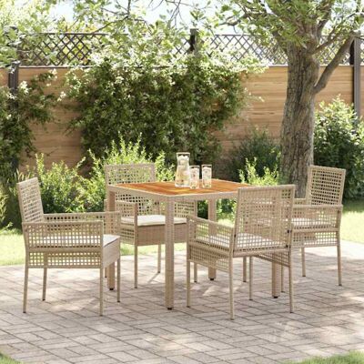Vidaxl Garden Dining Set - 5 Piece Beige Woven Outdoor Furniture Vidaxl Garden Dining Set - 5 Piece Beige Woven Outdoor Furniture