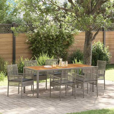 Brand - Garden Set 7 pcs with Grey Cushions - Outdoor Furniture Brand - Garden Set 7 pcs with Grey Cushions - Outdoor Furniture