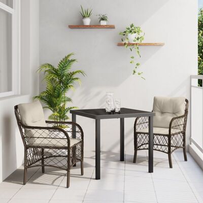Vidaxl Garden Dining Set - Rattan, Cushions, Steel Frame Vidaxl Garden Dining Set - Rattan, Cushions, Steel Frame
