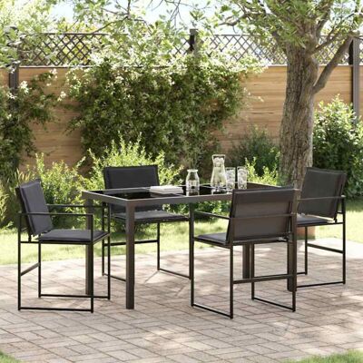Generic - 5-piece dining set - Black - Powder-coated steel - Outdoor dining set Generic - 5-piece dining set - Black - Powder-coated steel - Outdoor dining set