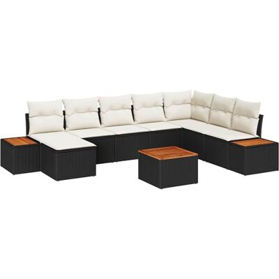 VIDAXL - Garden Sofa Set 9 Pieces with Cushions Black in Rattan VIDAXL - Garden Sofa Set 9 Pieces with Cushions Black in Rattan