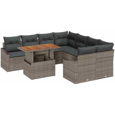 Vidaxl Garden Sofa Set - 9 Piece Modern Rattan Outdoor Furniture Vidaxl Garden Sofa Set - 9 Piece Modern Rattan Outdoor Furniture
