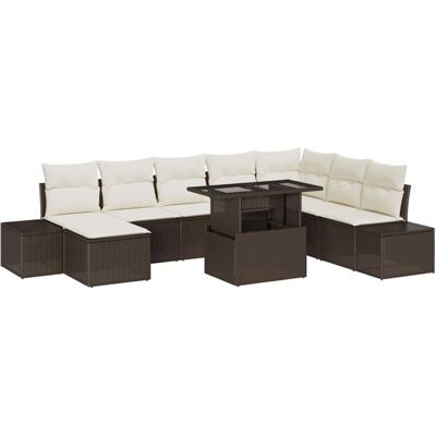 Home & Garden 9-Piece Brown Rattan Modular Outdoor Sofa Set - Garden Furniture Home & Garden 9-Piece Brown Rattan Modular Outdoor Sofa Set - Garden Furniture