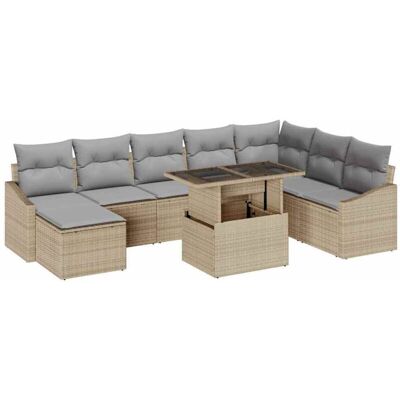 Sofa Set Beige Modern 9pcs - Garden Furniture Sofa Set Beige Modern 9pcs - Garden Furniture