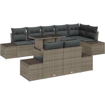 Garden Sofa Set - 9 Pieces, Grey, Rectangular - Outdoor Furniture Garden Sofa Set - 9 Pieces, Grey, Rectangular - Outdoor Furniture