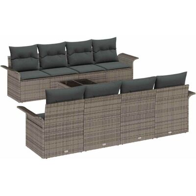 VIDAXL Garden Sofa Set 9 pcs Gray Synthetic Rattan VIDAXL Garden Sofa Set 9 pcs Gray Synthetic Rattan