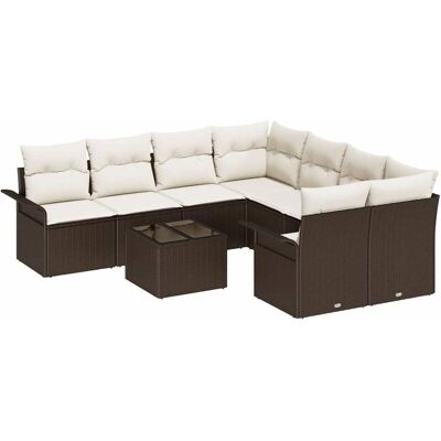 VIDAXL - Garden Sofa Set 9 Pieces with Cushions - Outdoor Lounge Furniture VIDAXL - Garden Sofa Set 9 Pieces with Cushions - Outdoor Lounge Furniture