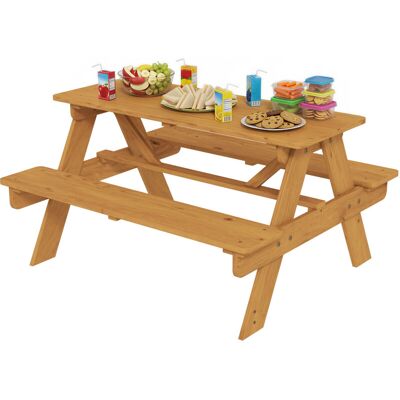 AIYAPLAY Kids Picnic Table Outdoor Wooden Natural Wood AIYAPLAY Kids Picnic Table Outdoor Wooden Natural Wood
