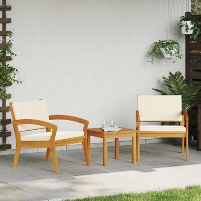 vidaXL Cream White, Solid Acacia Wood Outdoor Sofa - Outdoor Sofa vidaXL Cream White, Solid Acacia Wood Outdoor Sofa - Outdoor Sofa