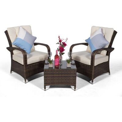 Modern Furniture Direct - Giardino Arizona 2 Seat Garden Lounge Chair Set - Brown Modern Furniture Direct - Giardino Arizona 2 Seat Garden Lounge Chair Set - Brown