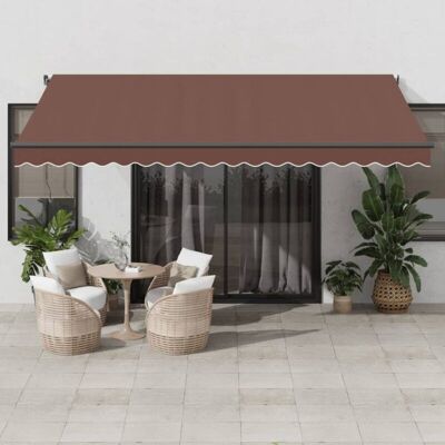 vidaXL Brown Retractable Awning 450x350 cm - Outdoor Patio Shade vidaXL Brown Retractable Awning 450x350 cm - Outdoor Patio Shade