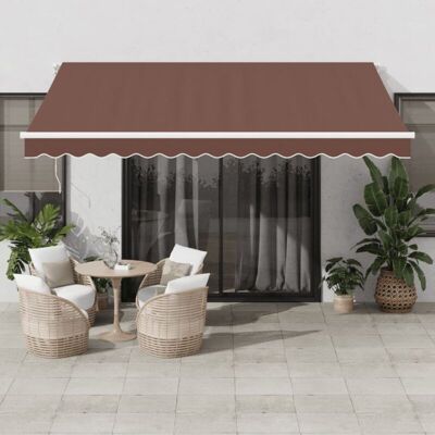 vidaXL Automatic Retractable Brown & White Canopy Shade 400x350cm - Awnings vidaXL Automatic Retractable Brown & White Canopy Shade 400x350cm - Awnings