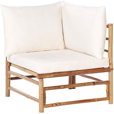 Beliani - Bamboo 1-Seat Corner Section Armless Chair Seat Padded with Cushion Outdoor Furniture Off-White Cerreto Beliani - Bamboo 1-Seat Corner Section Armless Chair Seat Padded with Cushion Outdoor Furniture Off-White Cerreto