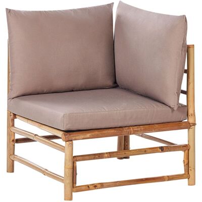 Beliani - Bamboo 1-Seat Corner Section Armless Chair Seat Padded with Cushion Outdoor Furniture Taupe Cerreto Beliani - Bamboo 1-Seat Corner Section Armless Chair Seat Padded with Cushion Outdoor Furniture Taupe Cerreto