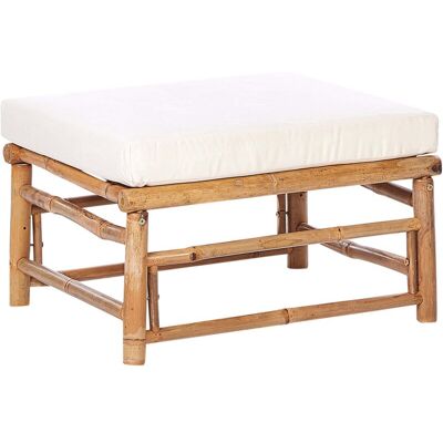 BELIANI Garden Ottoman CERRETO Bamboo Wood Off-White BELIANI Garden Ottoman CERRETO Bamboo Wood Off-White
