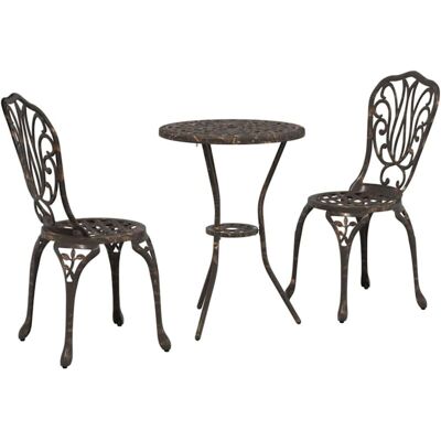 Vidaxl Garden Bistro Set - Cast Iron, Bronze Finish, Small Space Vidaxl Garden Bistro Set - Cast Iron, Bronze Finish, Small Space
