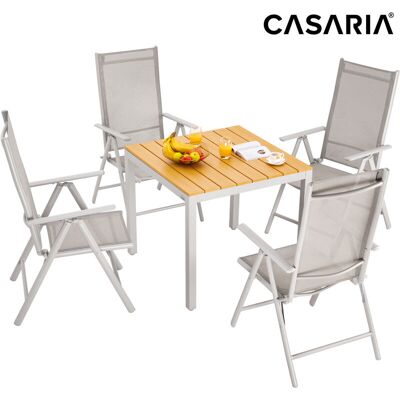 Casaria Seating Group Bern 4+1 Aluminium 7-way Adjustable High-Backed Chairs Foldable wpc Garden Table 80x80cm Weatherproof Outdoor Patio Furniture Set Casaria Seating Group Bern 4+1 Aluminium 7-way Adjustable High-Backed Chairs Foldable wpc Garden Table 80x80cm Weatherproof Outdoor Patio Furniture Set