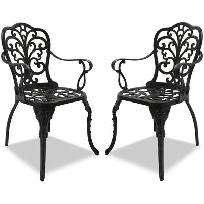 Centurion Supports - Bangui 2-Large Garden & Patio Chairs with Armrests in Cast Aluminium Black Centurion Supports - Bangui 2-Large Garden & Patio Chairs with Armrests in Cast Aluminium Black