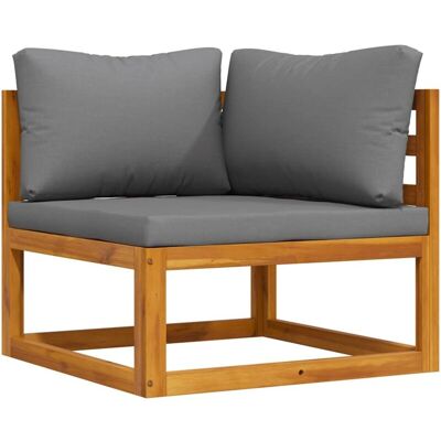 Sectional Corner Sofa & Dark Grey Cushion Solid Acacia Wood vidaXL Sectional Corner Sofa & Dark Grey Cushion Solid Acacia Wood vidaXL