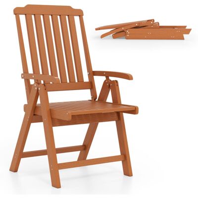 COSTWAY Foldable Patio Chair All-Weather HDPE Outdoor Dining Chair-Brown COSTWAY Foldable Patio Chair All-Weather HDPE Outdoor Dining Chair-Brown