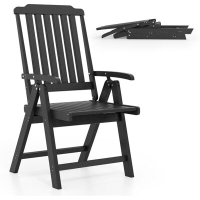 COSTWAY Foldable Patio Chair All-Weather HDPE Outdoor Dining Chair-Gray COSTWAY Foldable Patio Chair All-Weather HDPE Outdoor Dining Chair-Gray