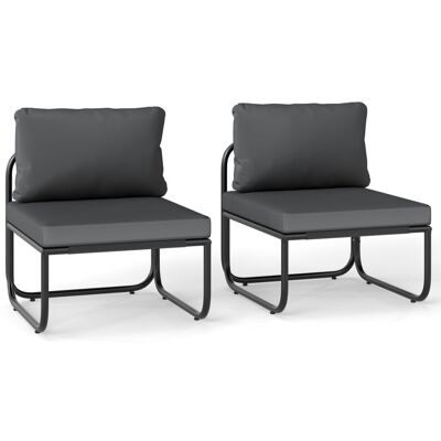 COSTWAY Patio Chairs Set of 2 Outdoor Chairs with Removable Cushions-Grey COSTWAY Patio Chairs Set of 2 Outdoor Chairs with Removable Cushions-Grey