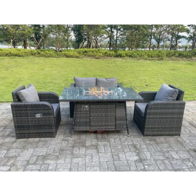Fimous Rattan Outdoor Gas Fire Pit Table Sets - 4-seater Fimous Rattan Outdoor Gas Fire Pit Table Sets - 4-seater