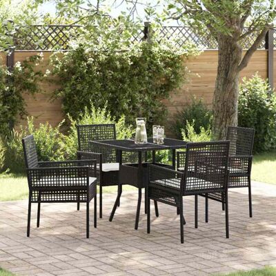 Vidaxl Garden Dining Set - 5-piece, Black, Square - Outdoor Furniture Vidaxl Garden Dining Set - 5-piece, Black, Square - Outdoor Furniture