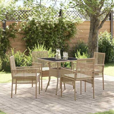 Vidaxl Garden Dining Set - Beige - Modern Weather-Resistant Furniture Vidaxl Garden Dining Set - Beige - Modern Weather-Resistant Furniture