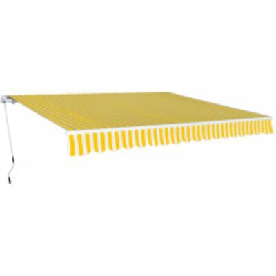 vidaXL Folding Awning Manual Operated 600cm Yellow/White Canopy Solar Shade vidaXL Folding Awning Manual Operated 600cm Yellow/White Canopy Solar Shade