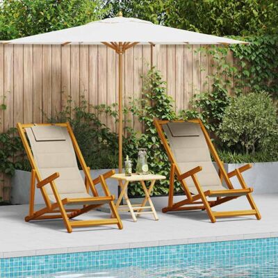 vidaXL Foldable Beach Chair Set - Outdoor Relaxation Furniture vidaXL Foldable Beach Chair Set - Outdoor Relaxation Furniture