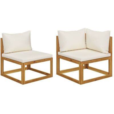 vidaXL 2 Piece Sofa Set - Outdoor Wooden Lounge Set with Cushions vidaXL 2 Piece Sofa Set - Outdoor Wooden Lounge Set with Cushions