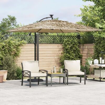 vidaXL Garden Parasol with LEDs and Steel Pole - Garden Parasol vidaXL Garden Parasol with LEDs and Steel Pole - Garden Parasol