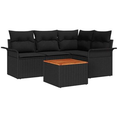 vidaXL Garden Sofa Set 5 pcs Black - Outdoor Furniture vidaXL Garden Sofa Set 5 pcs Black - Outdoor Furniture
