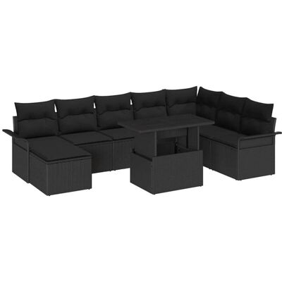 VidaXL Garden Sofa Set - 9-Piece Modern Corner & Arm Sofas - Black VidaXL Garden Sofa Set - 9-Piece Modern Corner & Arm Sofas - Black