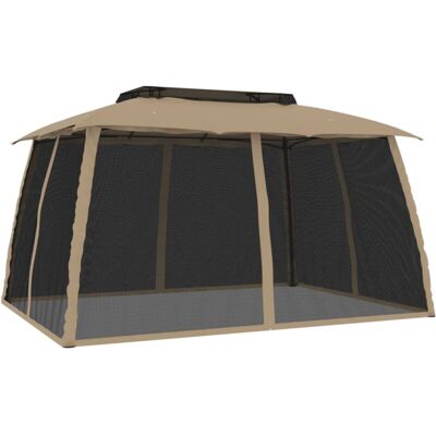 vidaXL Double Roof Mesh Walls Steel Gazebo 3.93x2.93m vidaXL Double Roof Mesh Walls Steel Gazebo 3.93x2.93m