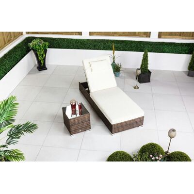 Modern Furniture Direct - giardino Rattan Sun Lounger & Table Set - Rattan Sunbed Garden Patio Furniture Modern Furniture Direct - giardino Rattan Sun Lounger & Table Set - Rattan Sunbed Garden Patio Furniture