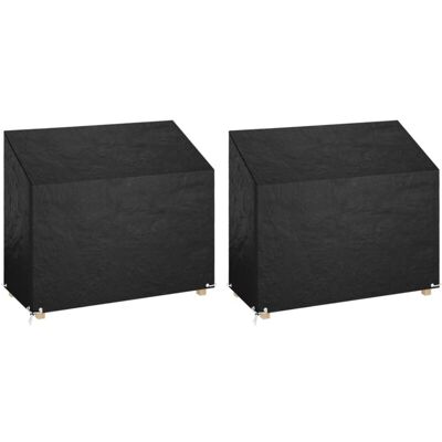 vidaXL Covers for Garden Bench 2 pcs. 8 Eyelets 160x70x70/88 cm Black - Garden Bench Cover vidaXL Covers for Garden Bench 2 pcs. 8 Eyelets 160x70x70/88 cm Black - Garden Bench Cover