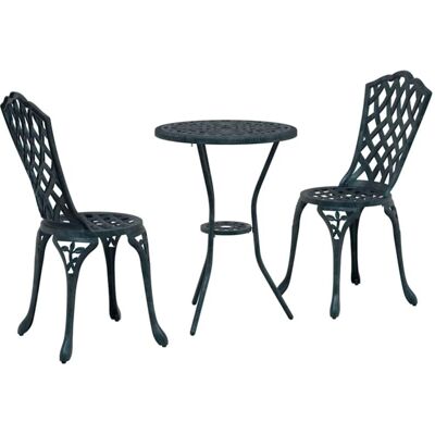 Vidaxl Garden Bistro Set - 3-Piece, Aluminum, Green, Outdoor Vidaxl Garden Bistro Set - 3-Piece, Aluminum, Green, Outdoor