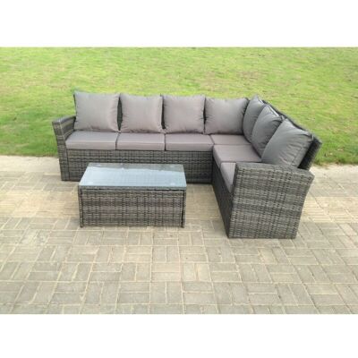 Fimous High Back Rattan Corner Sofa Set - Outdoor Furniture - 6 Seats Fimous High Back Rattan Corner Sofa Set - Outdoor Furniture - 6 Seats