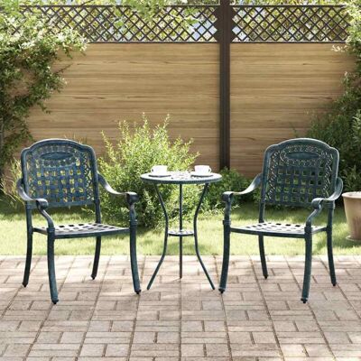 VidaXL Garden Chairs 2 pcs Green Aluminum Modern Grid - Garden Chairs VidaXL Garden Chairs 2 pcs Green Aluminum Modern Grid - Garden Chairs