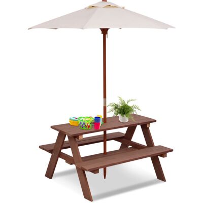 COSTWAY 3 in 1 Kids Picnic Table Children Outdoor Activity Table W/&Removable Umbrella COSTWAY 3 in 1 Kids Picnic Table Children Outdoor Activity Table W/&Removable Umbrella