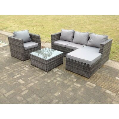 Fimous Lounge Rattan Sofa Set - Outdoor Furniture - Dark grey Fimous Lounge Rattan Sofa Set - Outdoor Furniture - Dark grey